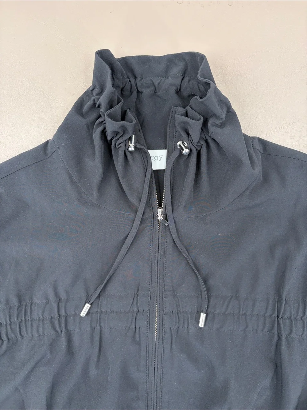 Chico’s Zenergy Black Zip-Front Drawstring Jacket Size 1 (small)